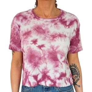 Pink by Victoria's Secret Tie Dye Short Sleeve T Shirt Size X Small Pink White